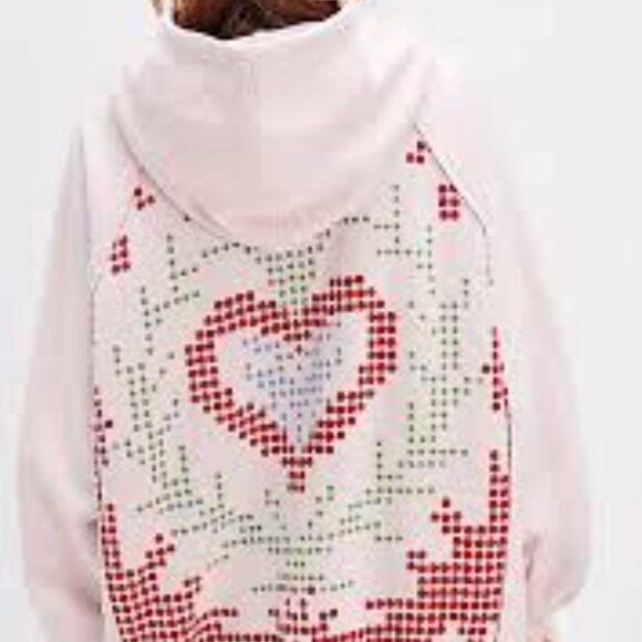 Free People Keepsake Hoodie Sweatshirt Embroidered Oversized XS - Picture 2 of 9